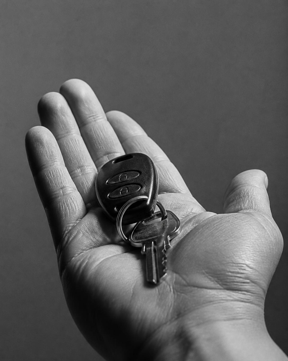 Car keys resting in an open hand